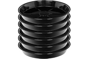 NIMYAU Plant Saucer 12 Inch 6 Pack, Plant Trays for Pots Heavy Duty Round Plastic Plant Saucers for Indoors Outdoors, Flower Pot Drip Trays, Clear Black Flower Plant Pot Saucer, Plant Pot Tray