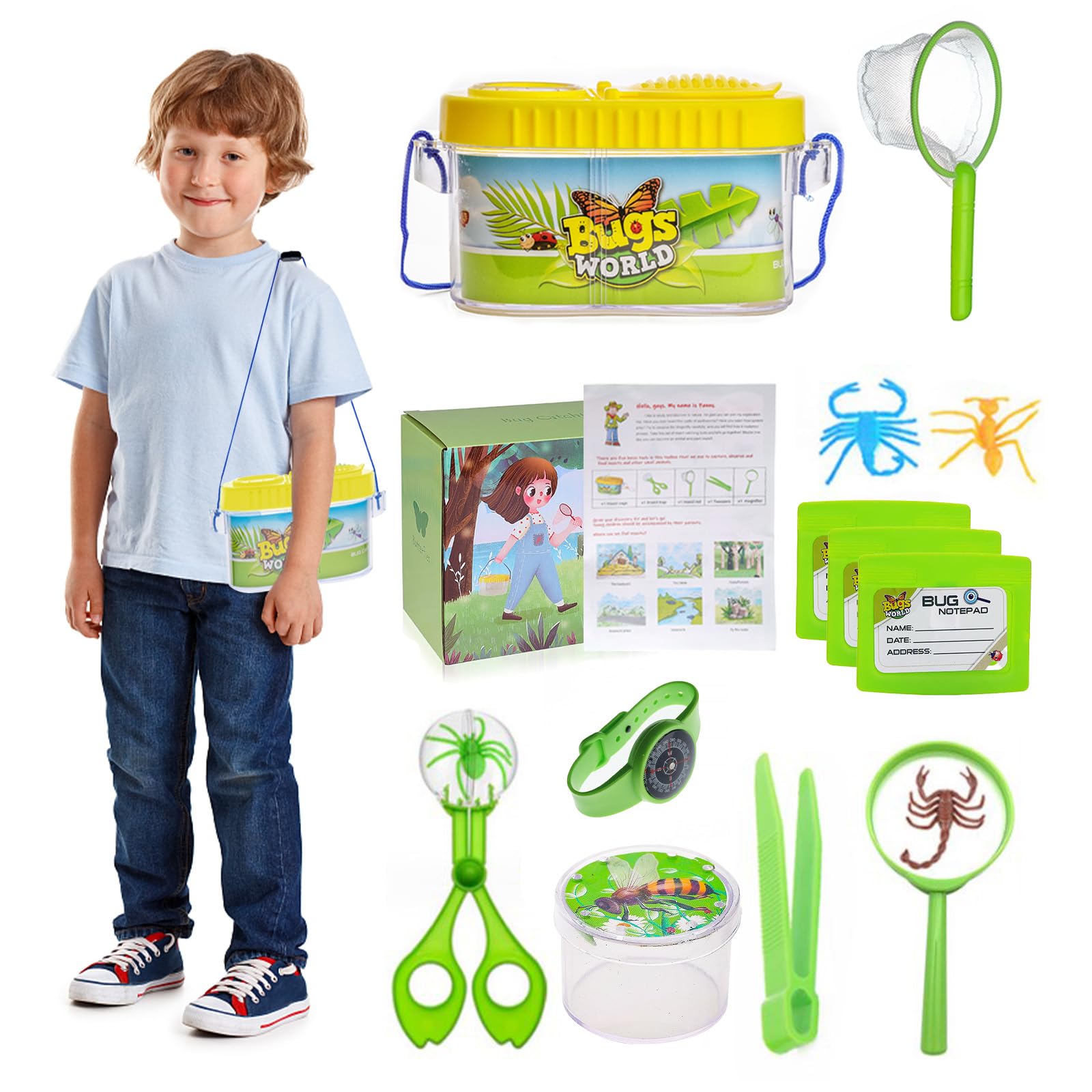 15 Pcs Bug Hunting Kits for Children, Outdoor Explorer Kit for Kids, Kids Adventure Insect Catching