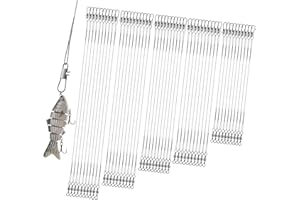 Realure 50Pcs Stainless Steel Fishing Leaders with Swivels Snap Connect Kit High Strength Fish Line Wire Leaders for Fishing Saltwater 4/6/8/10/12inch Fishing Wire Leader Line for Lure Bait Rig Hooks