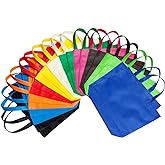 LOUHUA Reusable Gift Bag With Handles 22 Pcs Large Tote Bags Bulk 11 Colors for Shopping Groceries Birthday Party Favor Snacks DIY Painting Halloween Christmas Gift, 15 Inch ×13 Inch