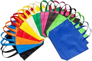 LOUHUA Reusable Gift Bag With Handles 22 Pcs Large Tote Bags Bulk 11 Colors for Shopping Groceries Birthday Party Favor Snacks DIY Painting Halloween Christmas Gift, 15 Inch ×13 Inch