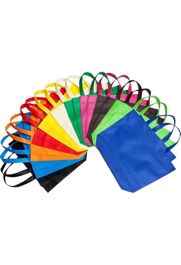 Roowest Geschenktüten Regenbogenfarben – 48 Stück, Mit Griffen, Aus Vlies, Wiederverwendbar, Für Partys & Shopping