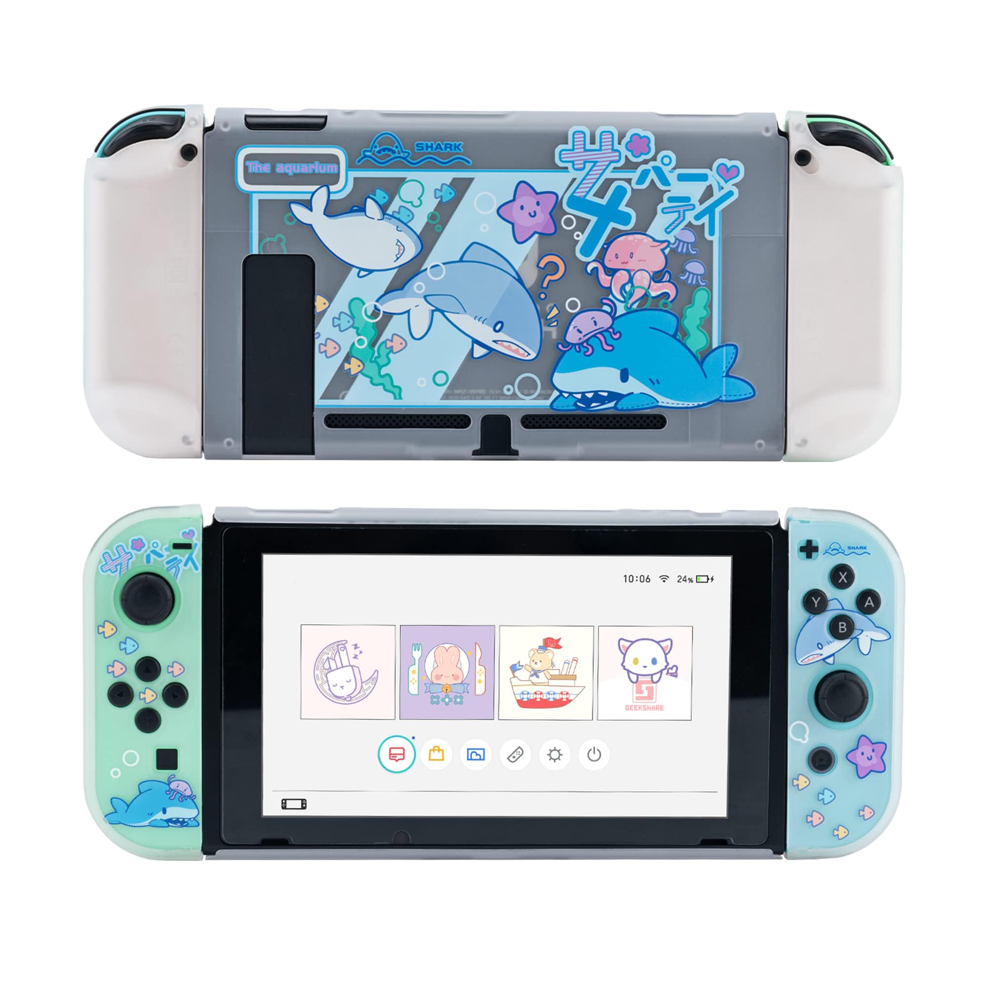 Photo 1 of GeekShare Protective Case Slim Cover Case Compatible with Switch Only - Shock-Absorption and Anti-Scratch Cover Skin for Switch - Shark Party (for Switch 2017)