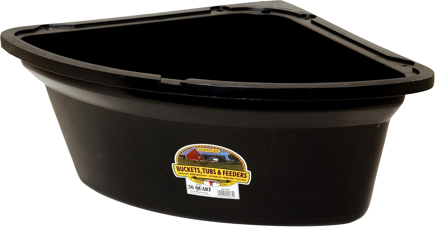 Little Giant Plastic Corner Feeder Bucket (Black) Durable
