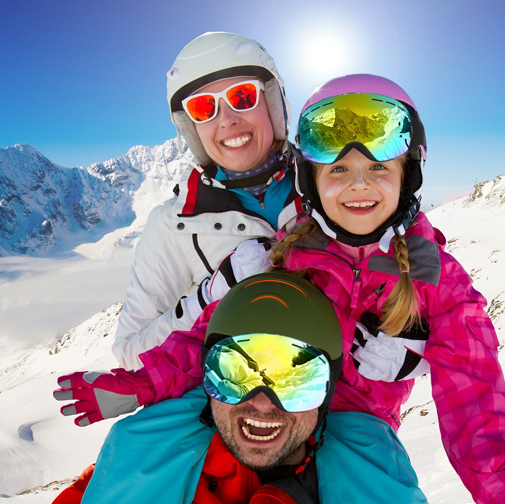 HAMSWAN Otg Ski Goggles, Snowboard Goggles Anti-fog UV400 Protection Detachable Double Lens Snow Goggles for Men, Women & Youth