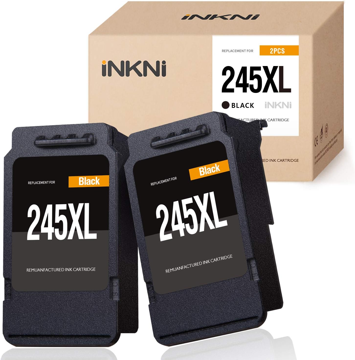 INKNI Remanufactured Ink Cartridge Replacement for Canon 245XL PG-245 XL Ink for Pixma MX492 MX490 MG2420 MG2520 MG2522 MG2920 MG2922 MG3022 MG3029 iP2820 TR4520 TS3122 TS3120 TS202 (Black, 2-Pack)
