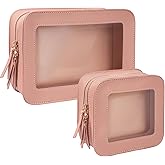 LETGO Clear Makeup Bag Set for Women Portable Clear Makeup Bag Cute Waterproof Travel Cosmetic Bag for Pink Car Accessories for Girls (Pink, Standard + Mini)