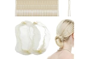 Invisible Hair Nets and U Shaped Hair Pins Set, Hair Bun Shaper Set with 30Pcs Elastic Edge Mesh Hair Nets and 50Pcs Position