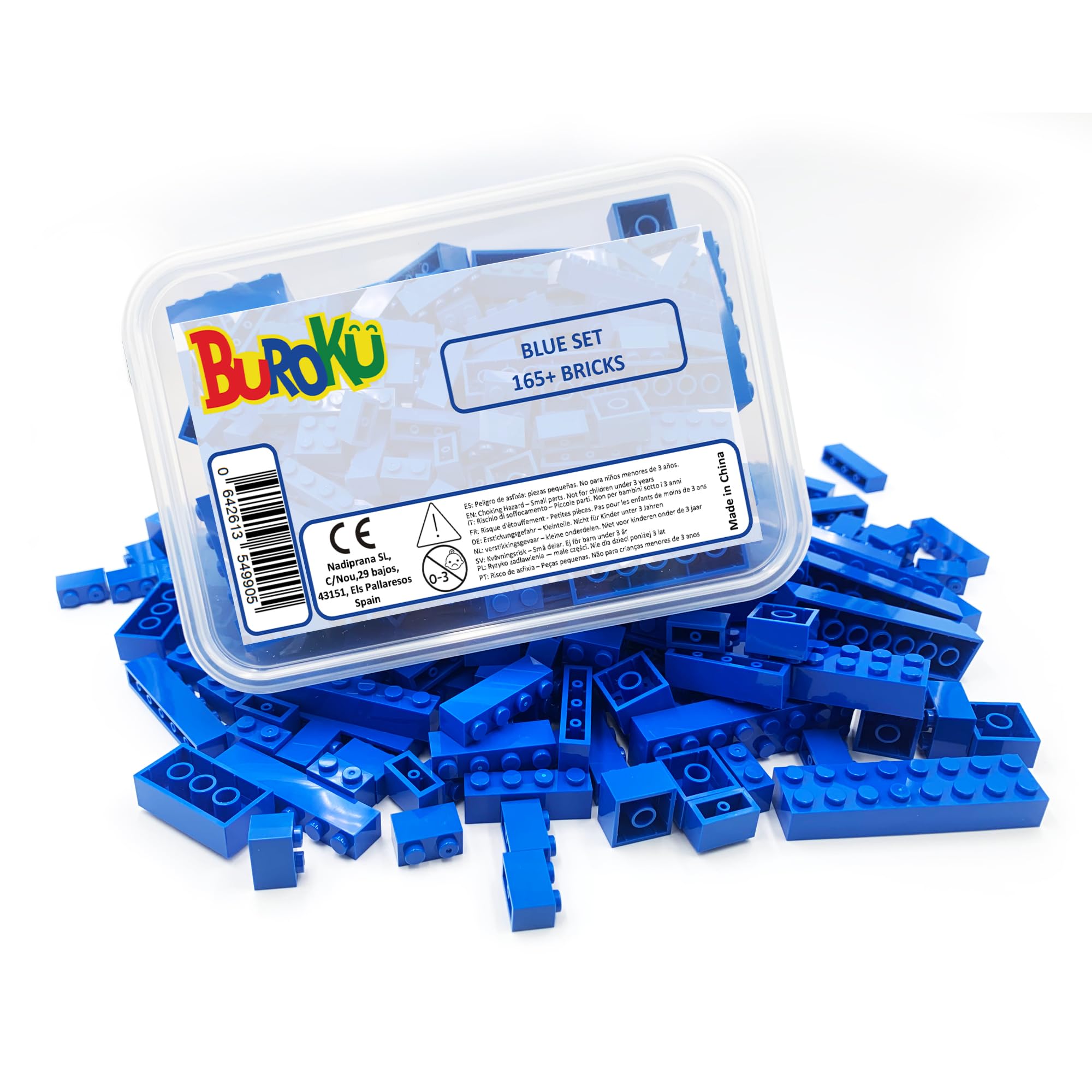 Buroku Blue Building Bricks Pack - Toy Bricks Compatible with All Brands - Large Blue Pieces - 20 Pieces - Age 6-12