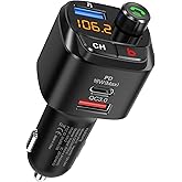 Nulaxy Bluetooth 5.0 FM Transmitter for Car, QC3.0 & USB-C PD 18W Wireless Bluetooth Radio Adapter Music Player Car Kit with
