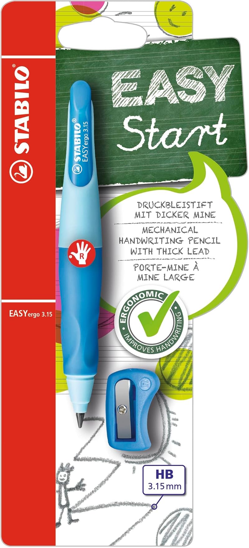 STABILO EASYergo 3.15 Ergonomic Mechanical Pencil Right-Handed Blue Pack