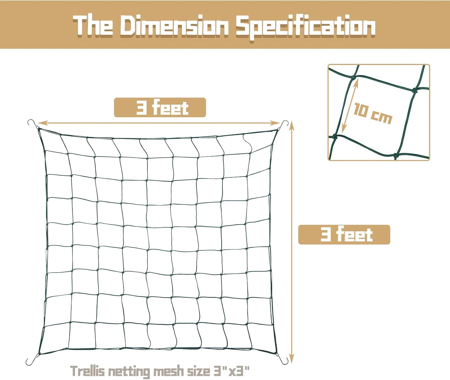 2 Pieces 3 x 3 Feet Flexible Net Trellis Durable Garden Grow Netting ...