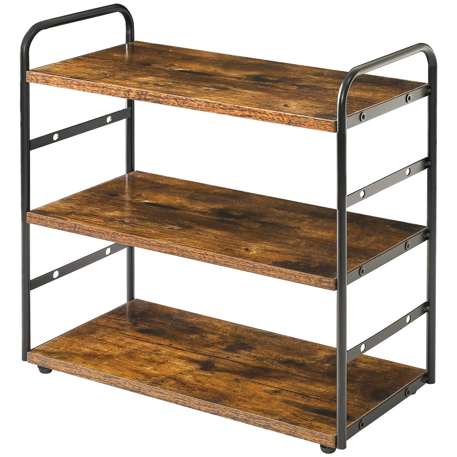 Photo 1 of IBUYKE 3-Tier Bathroom Counter Organizer, Tray Countertop Storage Shelf, Kitchen Spice Rack Standing, Counter Standing Rack Cosmetic Holder, Rustic Brown TWJ001H