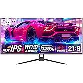 Gawfolk Gaming Monitor 34 inch IPS 120Hz, Ultrawide PC Screen 2560×1080P Ultra-Thin Zero Frame Computer Display for Home Offi