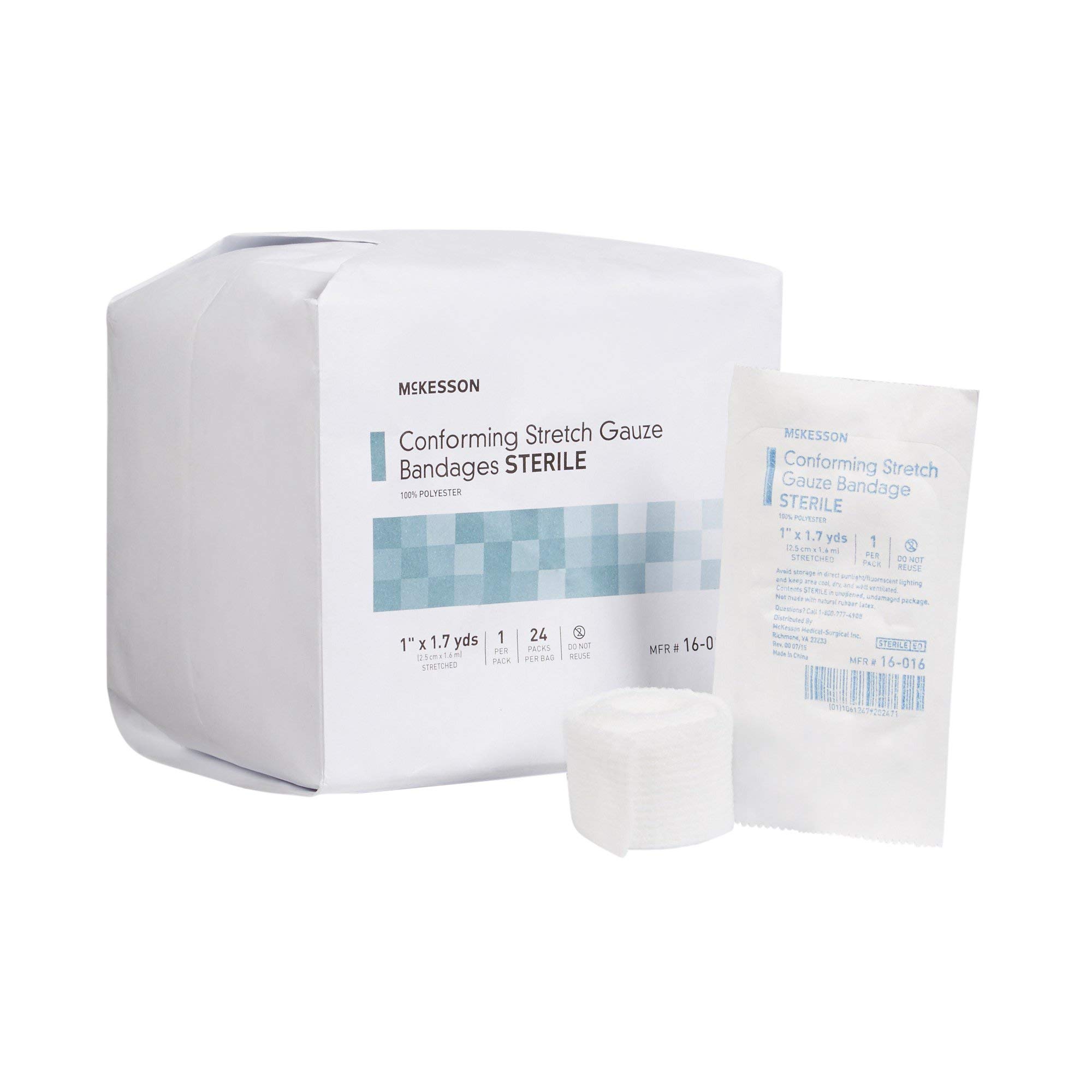 Photo 1 of McKesson Conforming Stretch Gauze Bandages, Sterile, 1 in x 1 7/10 yd, 96 Count