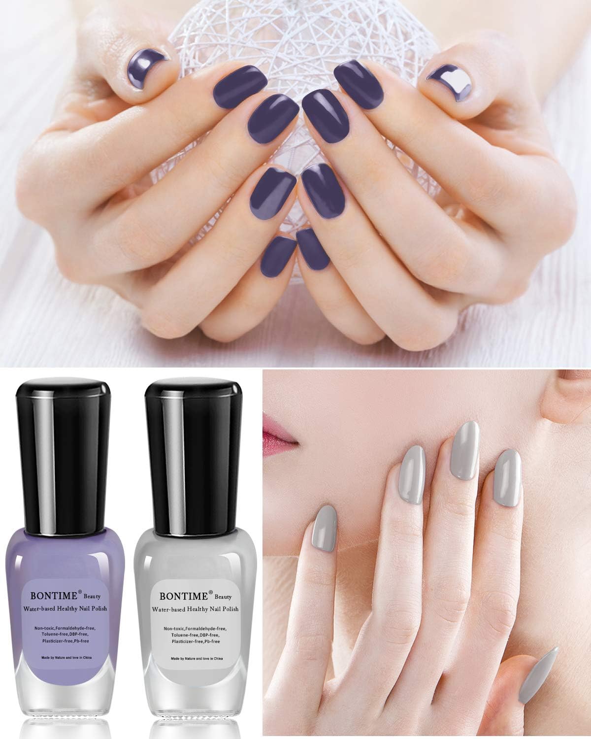BONTIME Non-Toxic Nail Polish - Easy Peel Off & Quick Dry, Organic Water Based Nail Polish Set for Women,Teens,Kids(6 Colors,0.28 fl oz): Health & Personal Care