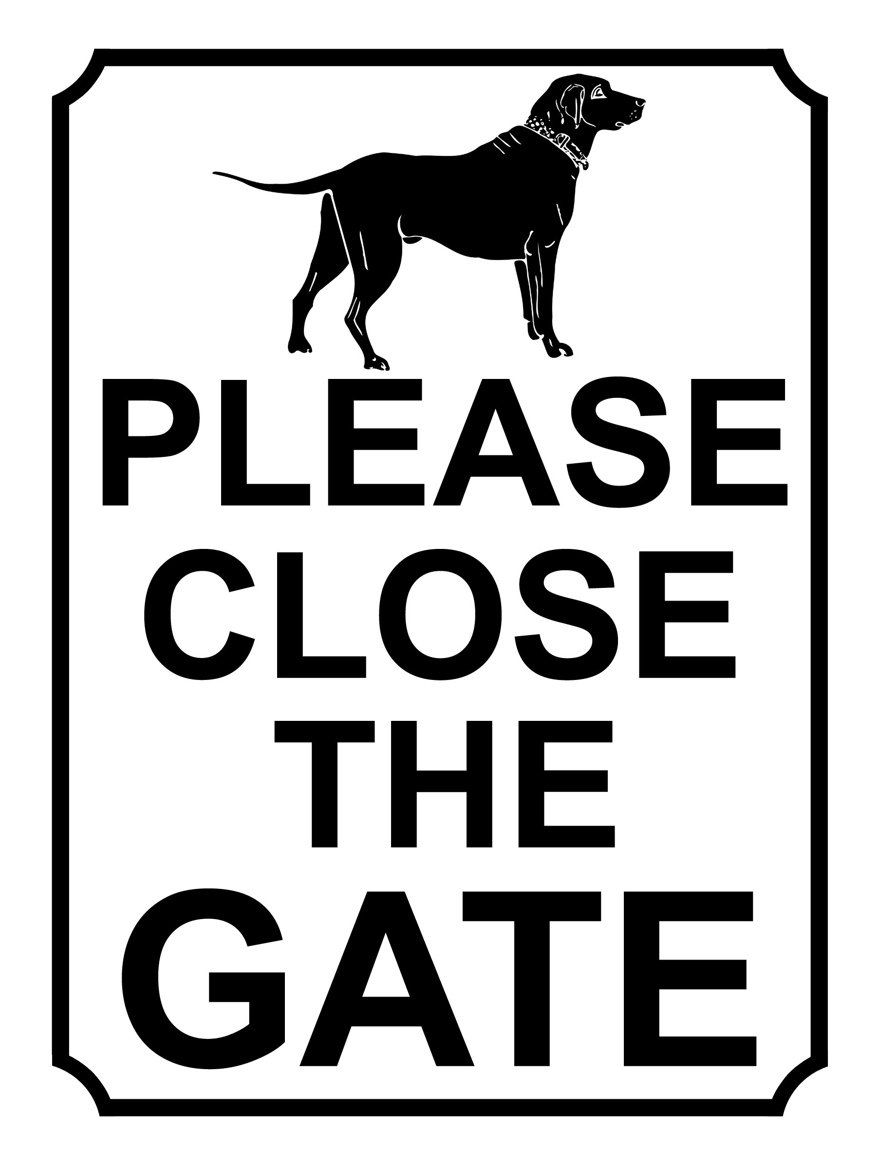 PLEASE CLOSE THE GATE DOG THEME METAL SIGN 267MM X 200MM (15H1L) LARGE 10" X 8"
