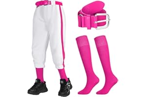 Cozypower 3 Pcs Baseball Combo Set Youth Boy and Girls Softball Pants with Socks and Belts