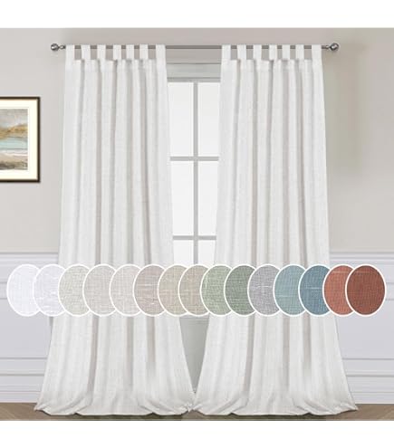 Claudia Semi-Sheer Curtain Panels - 2-Pack, 50" X 84", White Linen Texture With Rope Tab Top