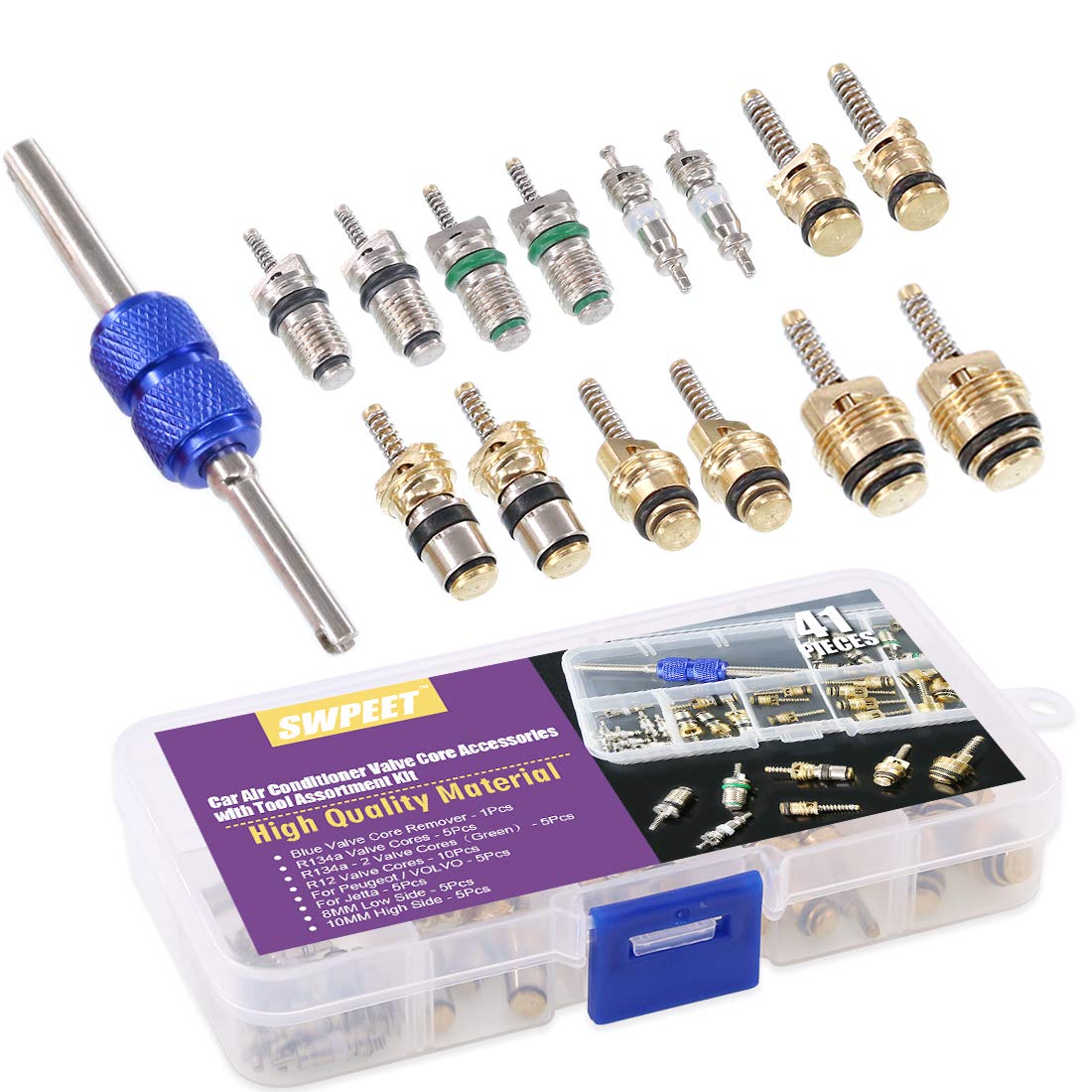 Black Friday Swpeet 41Pcs R12 R134a AC Master Valve Core Repair Kit