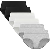 POPKOK Teen Girls Cotton Underwear Mid Waist Brief Panties 6 pack