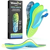 High Arch Support Insoles for Plantar Fasciitis - HSA Eligible FSA Insoles - Welnove Comfort Work Boot Insoles - Orthotic Shoe Inserts for Men Women Flat Feet Pain (M, Green)