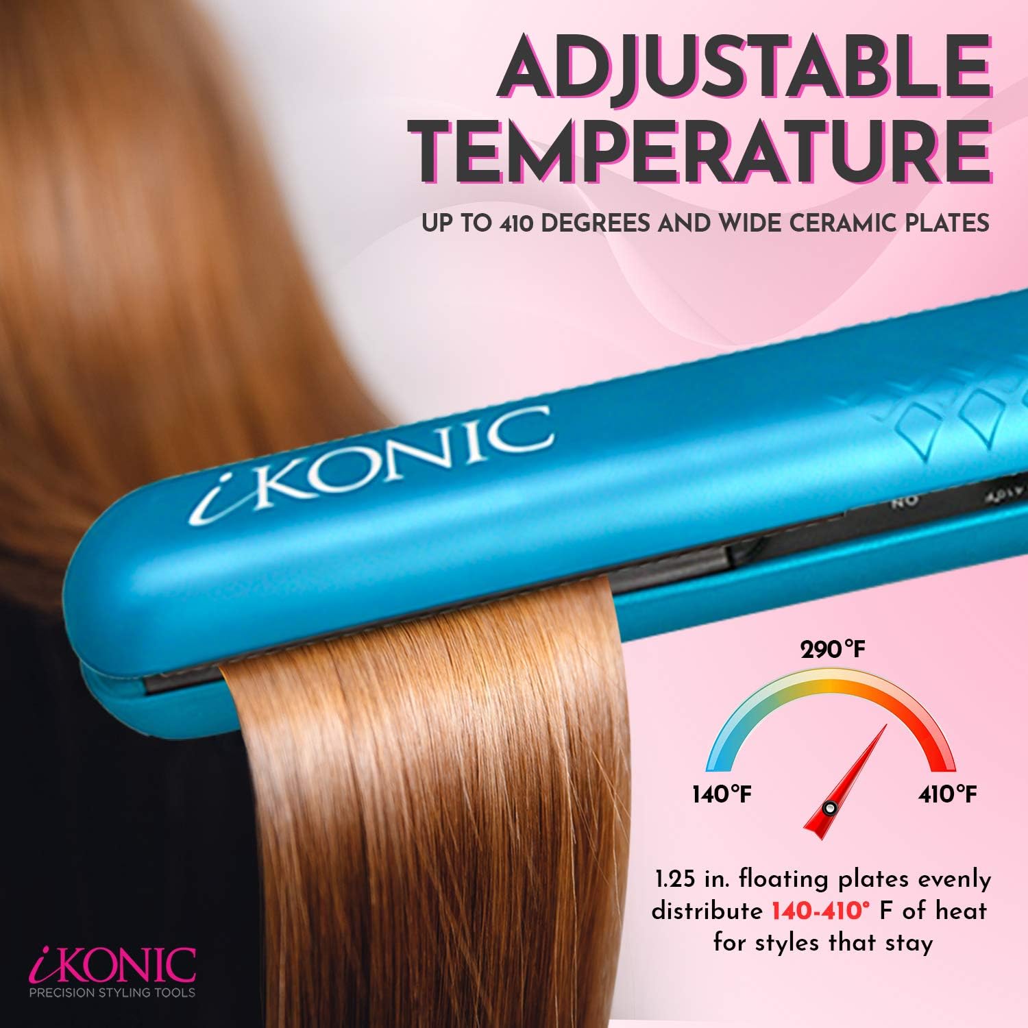 iKonic Persona Ceramic Flat Iron Professional Hair Straightener and Curler with Floating Ceramic Plates – Digital Temperature Controls – Straightens & Curls All Hair Types – Dual Voltage: Health & Personal Care