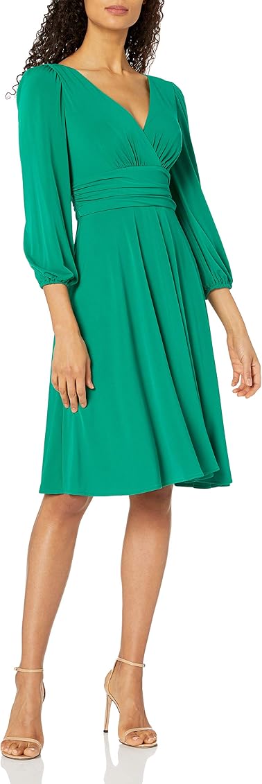 Faux Wrap Balloon Sleeve Fit 