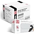 Basic Vinyl Exam Gloves, Synmax Medical Disposable Non-Sterile Latex-Free Powder-Free Glove Box of 100 (Black, S/M/L/XL)