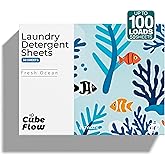 Laundry Detergent Sheets, Ebony Rose Scent - 100 Loads | 72-hour long lasting fragrance, Eco Friendly Sheets | Pre-Measured, Liquidless for Deep Clean | Hypoallergenic (Fresh Ocean)