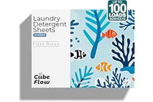 CUBEFLOW Laundry Detergent Sheets, Ebony Rose Scent - 100 Loads | 72-hour long lasting fragrance, Eco Friendly Sheets | Pre-Measured, Liquidless for Deep Clean | Hypoallergenic (Fresh Ocean)