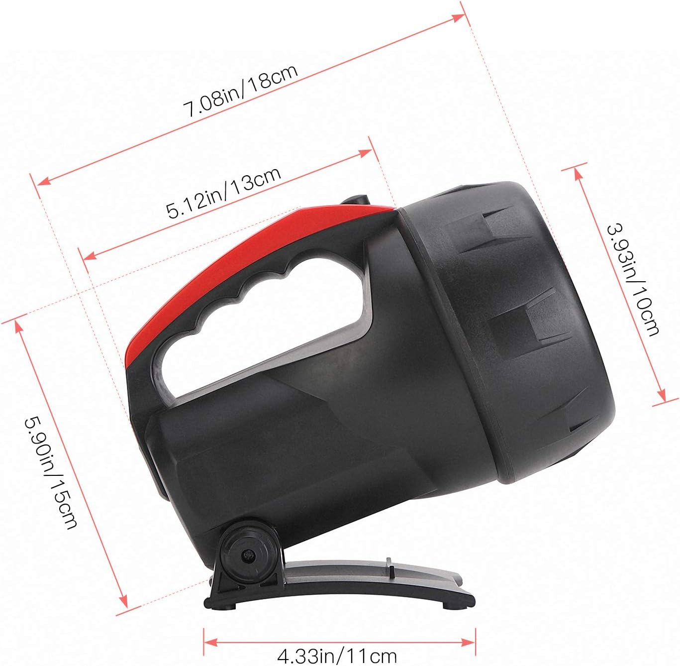 Outdoor Spot Lights Hand-Held Flashlight, 600 Lumens Light Bright Long Distance LED Spotlight Searchlight, 6 Volt Lantern Battery Powered Lights ，5W （Black） - - 