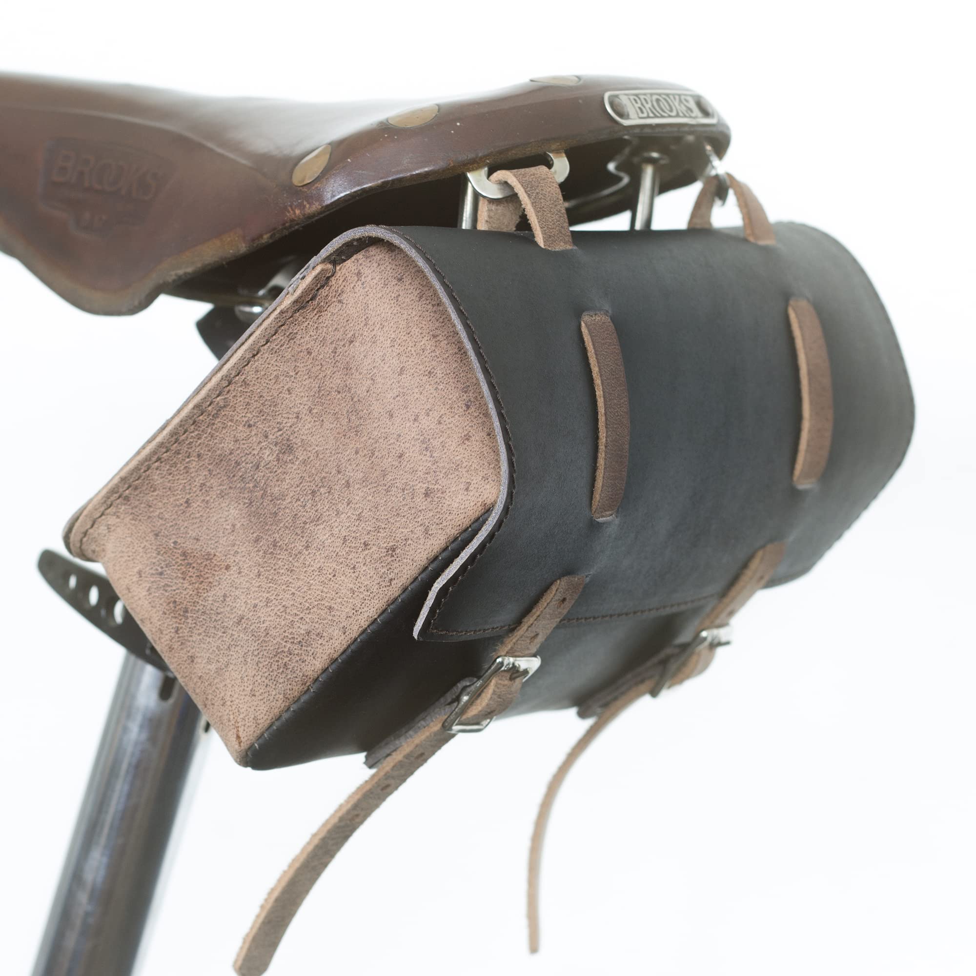 London Craftwork Large Natural Leather Bike Bag Saddle Handlebar in Black Vintage Brown 2022 Collection