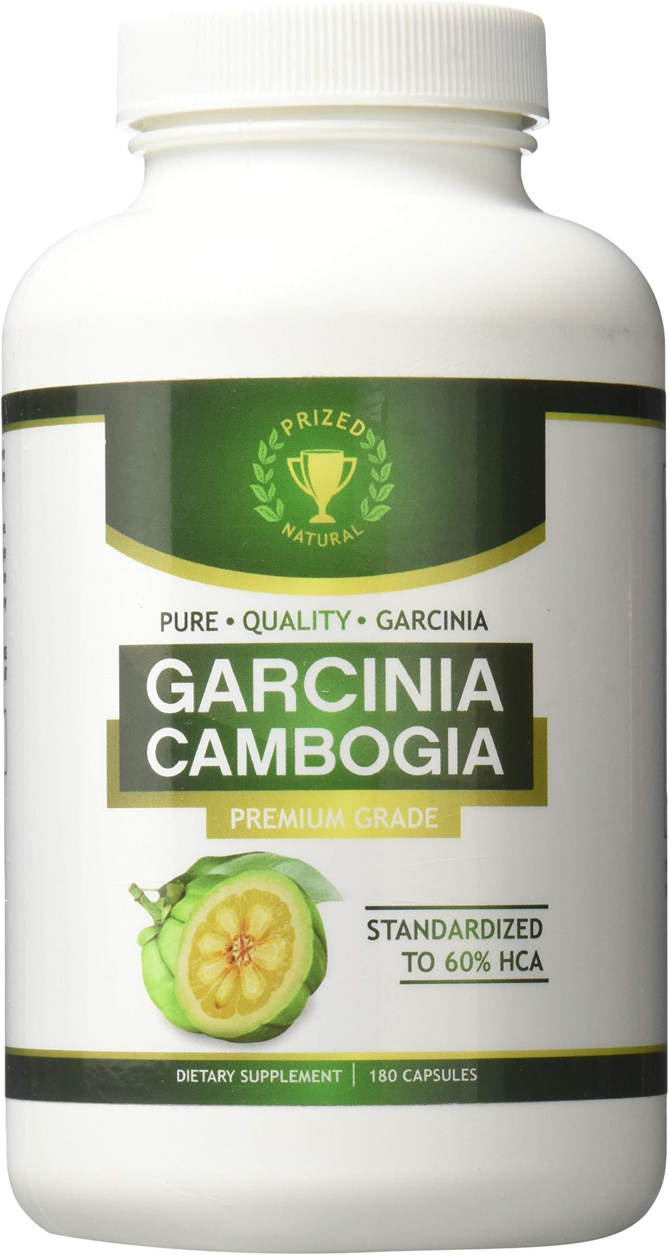 100% PURE QUALITY Garcinia Cambogia 180 Capsules by Prized Natural Standardized to 60% HCA for Optimal Fat Loss. Metabolism Booster Weight Loss Supplement Appetite Suppressant Fat Burner
