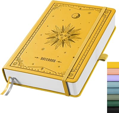 EMSHOI Graph Notebook A5 320 Pages Hardcover Leather 100gsm Yellow