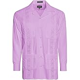 OmegaTux Men's Cuban Guayabera Long Sleeve Shirts Wedding Cigar Beach Bartender Casual