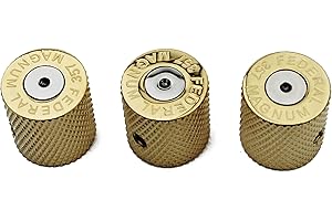Guyker Guitar Knobs with 6mm Dia. Shaft Pots - Brass Bullet Case Style Tone and Volume Control Potentiometer Knob Replacement for Precision Electric Guitar or Bass (3 Piece, Golden)