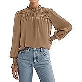 PRETTYGARDEN Blouses for Women Dressy Casual Fall Outfits 2026 Frill Neck Long Sleeve Shirts Satin Work Business Casual Tops