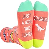 Christmas Dino Gifts for Women - Novelty Dinosaur Socks for Adults with Greeting Card