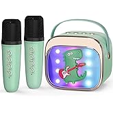 FLUESTON Mini Karaoke Machine for Kids Adults, Portable Bluetooth Speaker with 2 Wireless Microphones, Birthday Kids Gifts Toys for Girls Ages 3, 4, 5, 6, 7, 8, 9,10,11,12+ Years Old