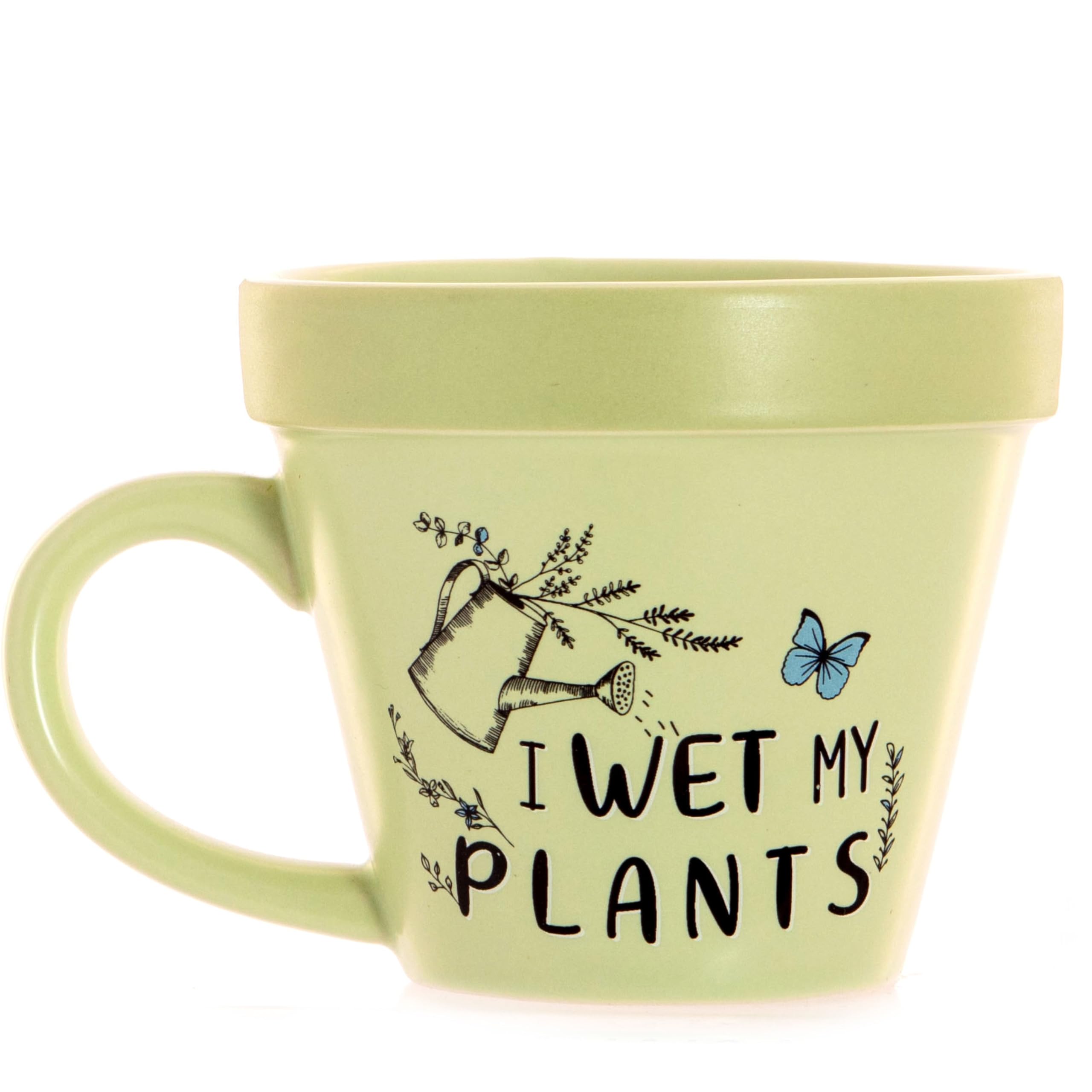 Boxer Gifts 'Wet My Plants' Novelty Plant Pot Mug | Funny Gardening Gifts for Women & Men - Garden and Houseplant Gift for Gardeners On Birthdays and Secret Santa Christmas, Green