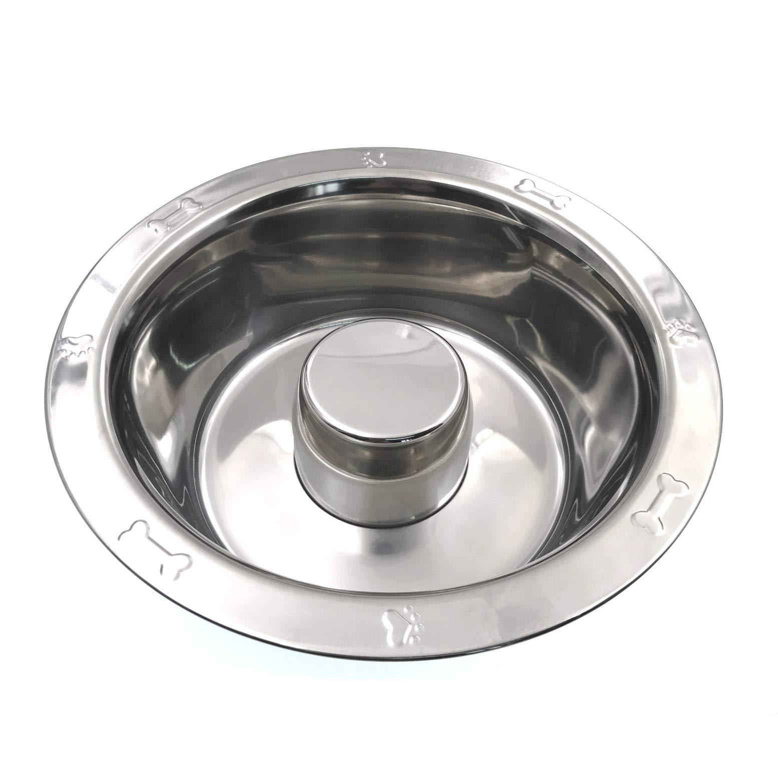 JZK Stainless Steel Slow Feeder Dog Bowl - Large, Metal, Prevents Bloat