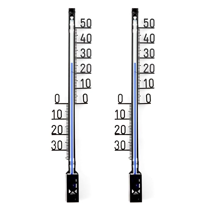 Set of 2 Outdoor Garden Thermometers, Plastic Garden Thermometers, Made