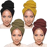 PWEOUKE Head Wraps for Black Women African Head Wrap Lightweight for Women Long Plain Turban Hair Scarf Scarves