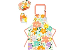 WERNNSAI Kids Chef Hat and Apron for Kids, Kitchen Cooking Smock