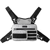 Fitdom Tactical Inspired Lightweight Running Chest Pack For Men With Built-In Phone Holder. A Sports Utility Rig Vest Made For Workouts And Outdoor