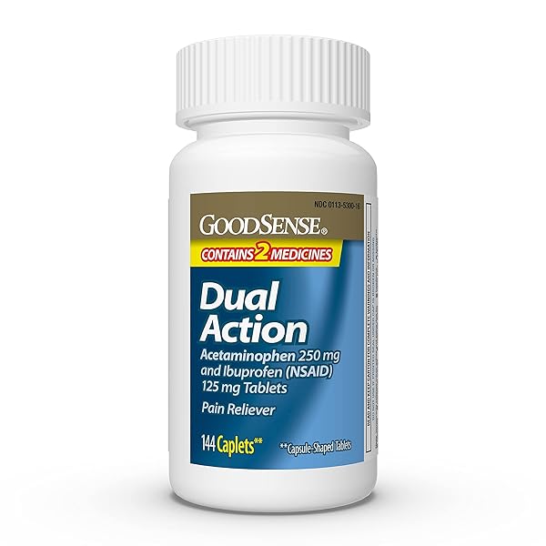 GOODSENSE DUAL ACTION ACETAMINOPHEN 250 MG AND IBUPROFEN (NSAID) 125 MG TABLETS, PAIN RELIEVER FOR HEADACHE RELIEF, ARTHRITIS PAIN RELIEF AND MORE, 144 COUNT