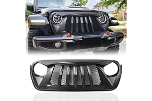 GRONSVT Front Grill Black Grille Grid For Jeep Wrangler JL JLU 2018, 2019, 2020, 2021, 2022 2023 2024 & Jeep Gladiator JT （C style）