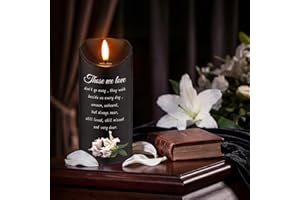 VIHOSE Funeral Favors for Guest LED Flameless Lily Candles Memorial Candles Funeral Sympathy Gifts for Loss of Loved One Memo