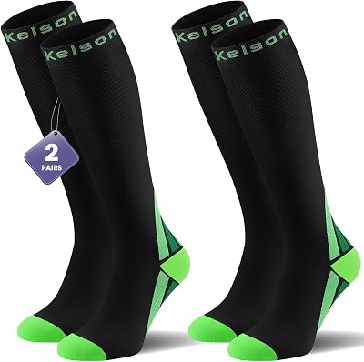 Calves Kelson 2 Pairs Compression Socks 20-30 mmHg Knee High for Women Men